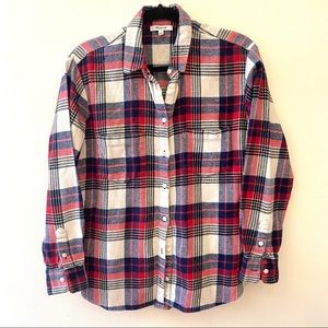 Madewell plaid flannel oversized button front shirt size small